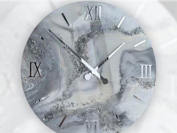 Часы в технике Rezin Art «Срез камня. Мрамор»