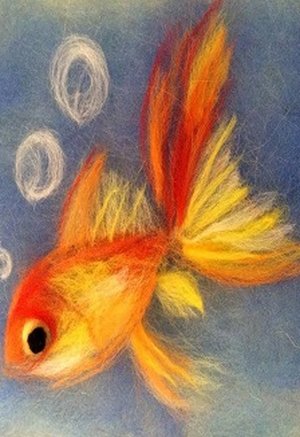 Мастер-класс «Золотая рыбка» в технике шерстяная акварель